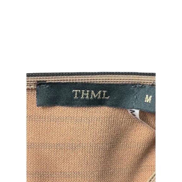 THML Sleeveless Minimalist Career Sheath Dress Size M Brown Black Color Block - Picture 8 of 10